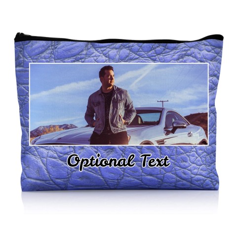 - Large - Crocodile Leather Design Royal Blue Water Resistant Polyester Rip-Stop Fabric (Optional Personalised Gift Text)