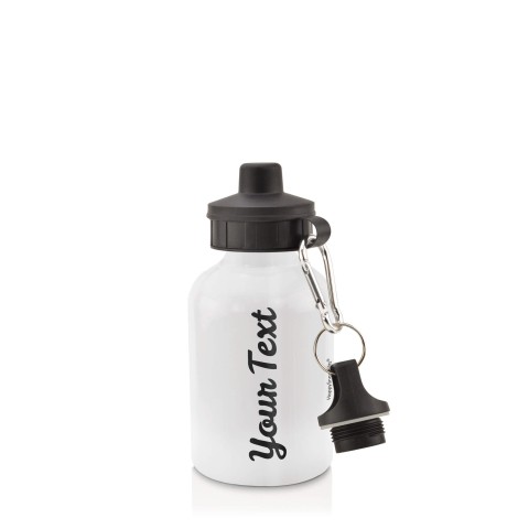 in White (400ml) with Screw Cap - Black (Personalised with Text)