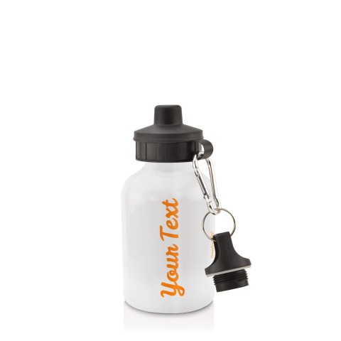in White (400ml) with Screw Cap - Orange (Personalised with Text)