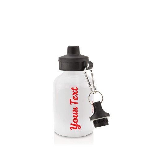 in White (400ml) with Screw Cap - Red (Personalised with Text)