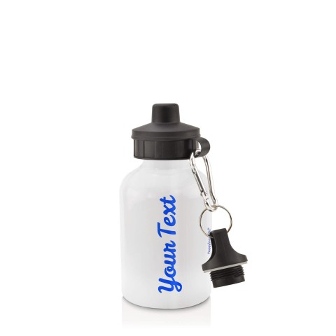 in White (400ml) with Screw Cap - Royal Blue (Personalised with Text)