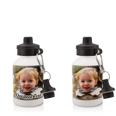 in White (400ml) with Screw Cap with 1 Photo Printed Front & Back (Optional Personalised Gift Text)