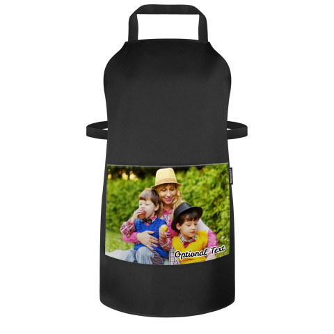 (70cm x 55cm) - Black Polycotton Fabric (Optional Personalised Gift Text) with Pocket for Photo Print