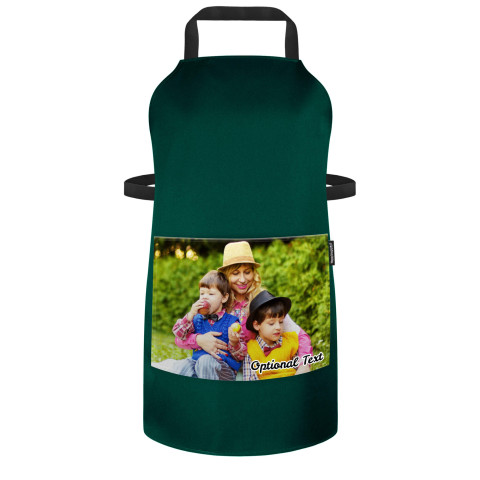 (70cm x 55cm) - Dark Green Polycotton Fabric Adjustable Neck Fastening (Optional Personalised Gift Text) with Pocket for Photo Print