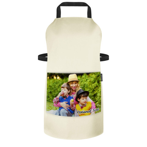 (70cm x 55cm) - Natural Cotton Fabric Adjustable Neck Fastening (Optional Personalised Gift Text) with Pocket for Photo Print
