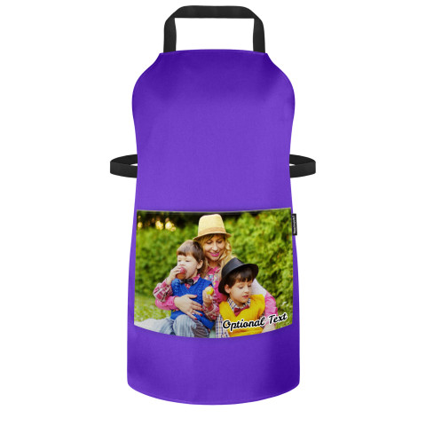 (70cm x 55cm) - Purple Polycotton Fabric Adjustable Neck Fastening (Optional Personalised Gift Text) with Pocket for Photo Print
