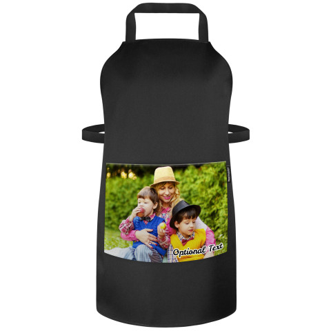 (90cm x 70cm) - Black Polycotton Fabric Adjustable Neck Fastening (Optional Personalised Gift Text) with Pocket for Photo Print