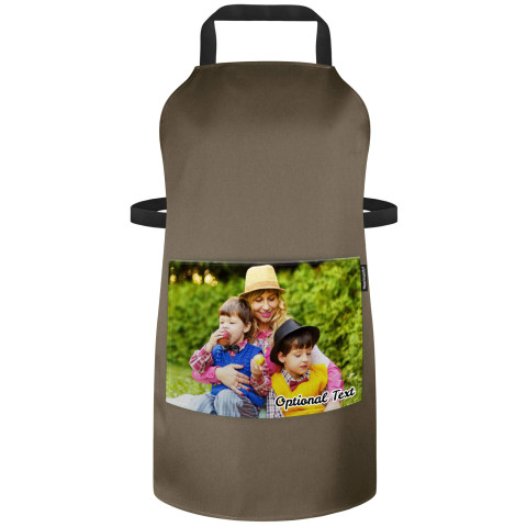 (90cm x 70cm) - Chocolate Luxury Cotton Fabric Adjustable Neck Fastening (Optional Personalised Gift Text) with Pocket for Photo Print