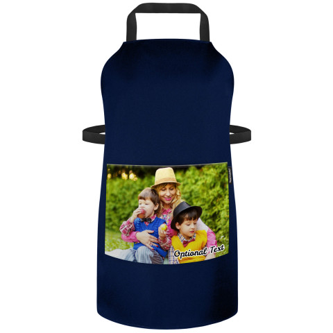 (90cm x 70cm) - Navy Blue Polycotton Fabric Adjustable Neck Fastening (Optional Personalised Gift Text) with Pocket for Photo Print