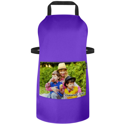 (90cm x 70cm) - Purple Polycotton Fabric Adjustable Neck Fastening (Optional Personalised Gift Text) with Pocket for Photo Print