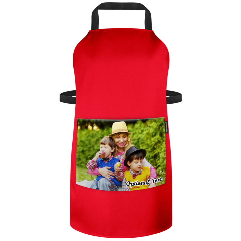 (90cm x 70cm) - Red Polycotton Fabric (Optional Personalised Gift Text) with Pocket for Photo Print