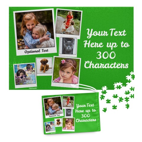 300 Pieces (Polaroid Style Photo Print) Bright Green (Optional Personalised Gift Text) & Matching Drawstring Gift Bag