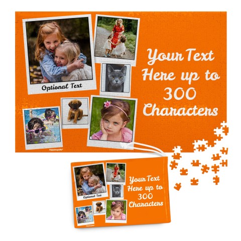 300 Pieces (Polaroid Style Photo Print) Orange (Optional Personalised Gift Text) & Matching Drawstring Gift Bag