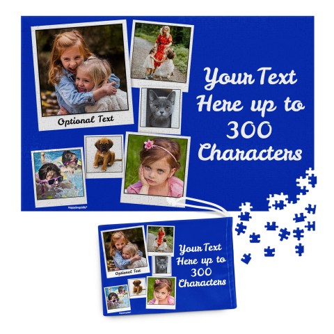 300 Pieces (Polaroid Style Photo Print) Royal Blue (Optional Personalised Gift Text) & Matching Drawstring Gift Bag