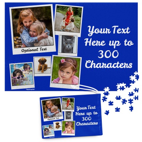 768 Pieces (Polaroid Style Photo Print) - Royal Blue (Personalised with Text) & Matching Drawstring Gift Bag