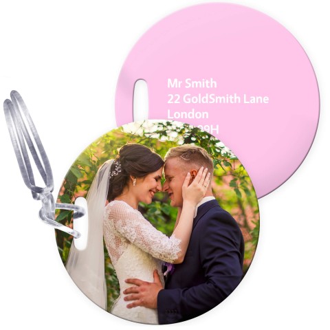 (10cm Circle) - Baby Pink with Clear Loop Fastening (Personalised with Text)