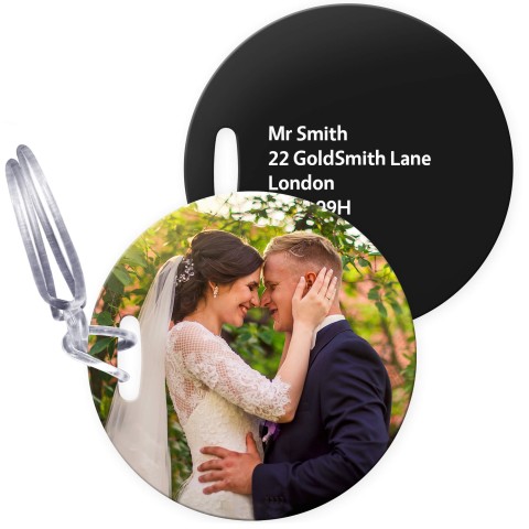 (10cm Circle) - Black with Clear Loop Fastening (Personalised with Text)