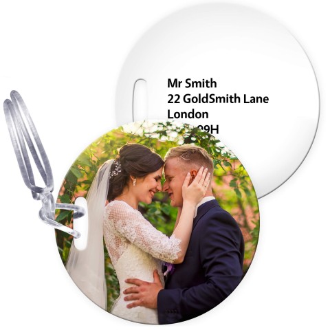 (10cm Circle) - White with Clear Loop Fastening (Personalised with Text)