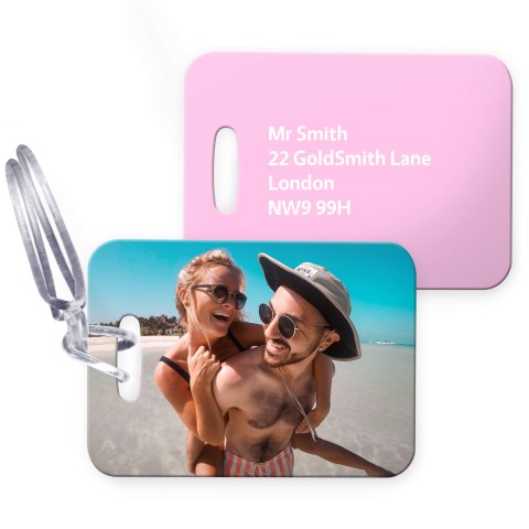 (10cm x 7cm) - Baby Pink with Clear Loop Fastening (Personalised with Text)