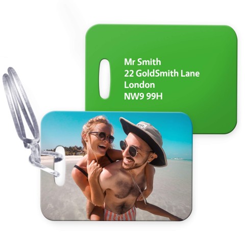 (10cm x 7cm) - Bright Green with Clear Loop Fastening (Personalised with Text) with Small Black Storage Pouch