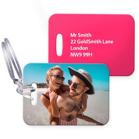 (10cm x 7cm) - Fuchsia Pink with Clear Loop Fastening (Personalised with Text)