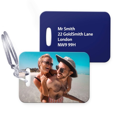 (10cm x 7cm) Navy Blue with Clear Loop Fastening (Personalised with Text)