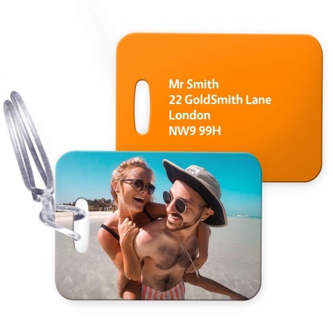 (10cm x 7cm) - Orange with Clear Loop Fastening (Personalised with Text)