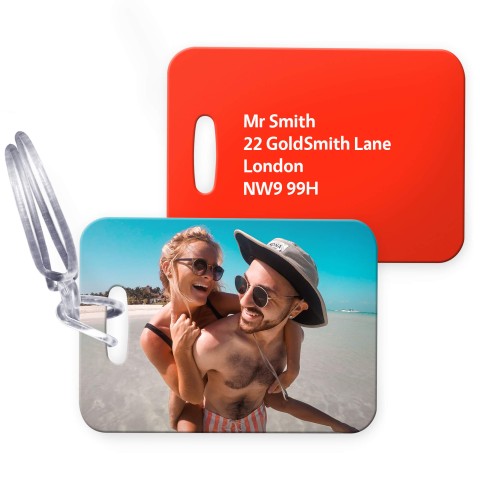 (10cm x 7cm) - Red with Clear Loop Fastening (Personalised with Text)