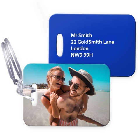 (10cm x 7cm) - Royal Blue with Clear Loop Fastening (Personalised with Text) with Small Black Storage Pouch