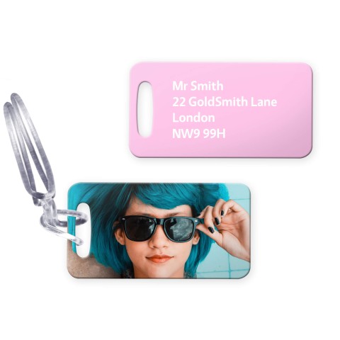 (9cm x 4.5cm) - Baby Pink with Clear Loop Fastening (Personalised with Text) with Small Black Storage Pouch