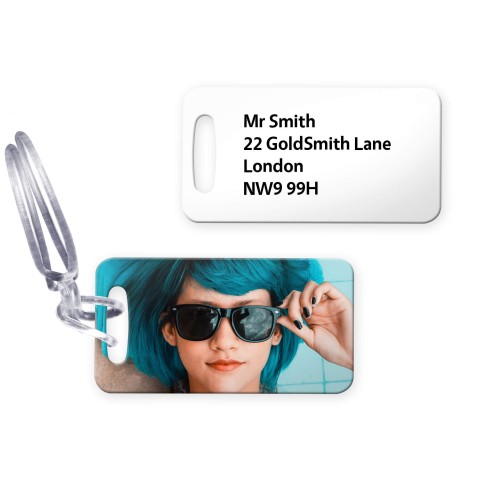(9cm x 4.5cm) - White with Clear Loop Fastening (Personalised with Text)