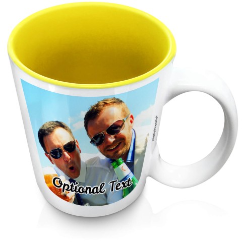 (XL 15oz Yellow) with 1 Photo Printed Front & Back (Optional Personalised Gift Text)