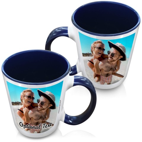 (XL 15oz Blue) with 1 Photo Printed Front & Back (Personalised with Text)