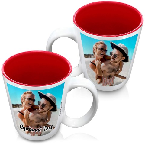 (XL 15oz Red) with 1 Photo Printed Front & Back (Personalised with Text)
