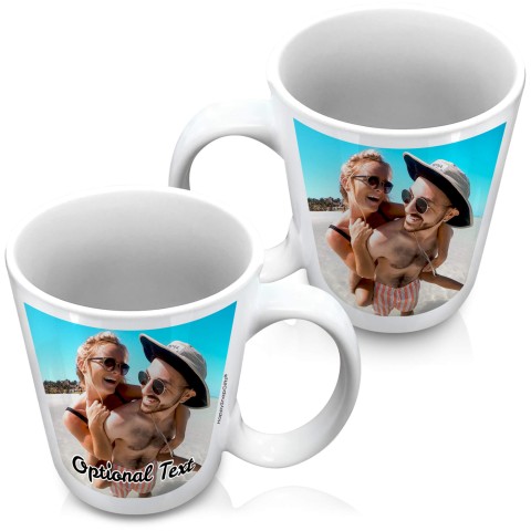 (XL 15oz White) with 1 Photo Printed Front & Back (Personalised with Text)