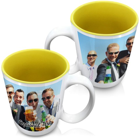 (XL 15oz Yellow) with 1 Wrapped Around Image (Personalised with Text)