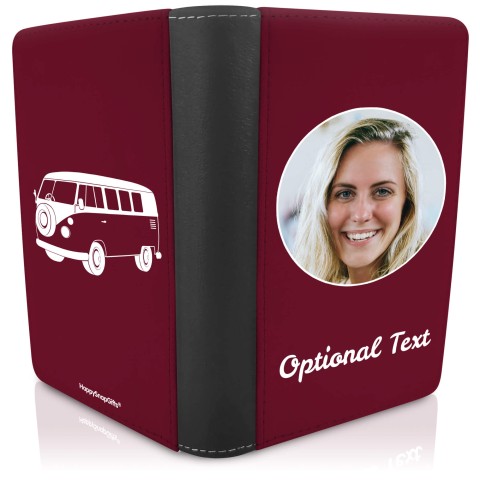 (UK Standard 21cm) (Camper Van Icon) Burgundy (Optional Personalised Gift Text)