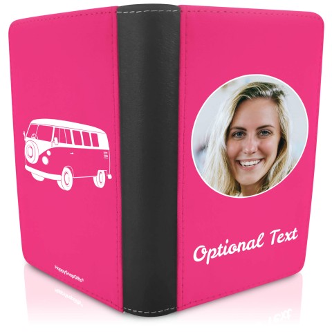 (UK Standard 21cm) (Camper Van Icon) Fuchsia Pink (Optional Personalised Gift Text)