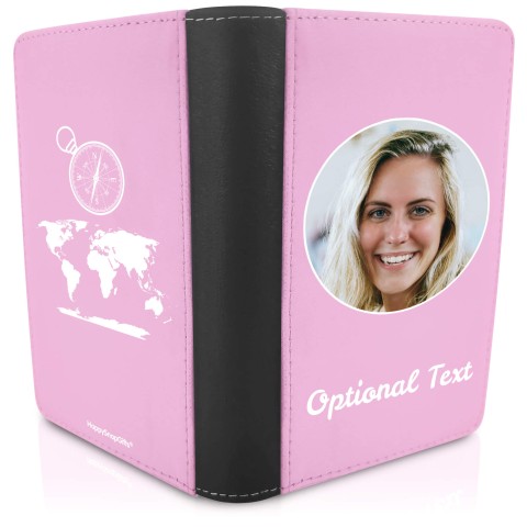 (UK Standard 21cm) (Globe and Compass Icon) Baby Pink (Optional Personalised Gift Text)