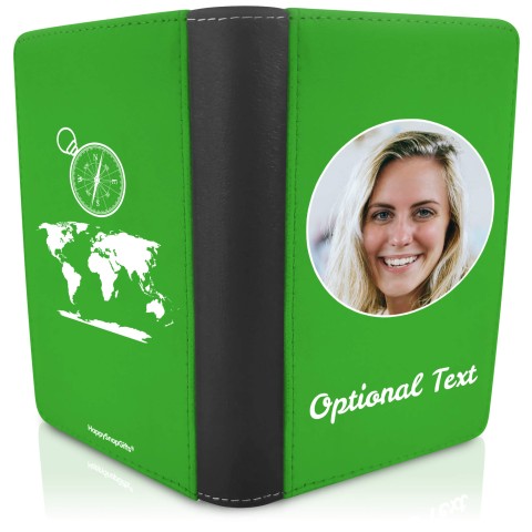 (UK Standard 21cm) (Globe and Compass Icon) Bright Green (Optional Personalised Gift Text)