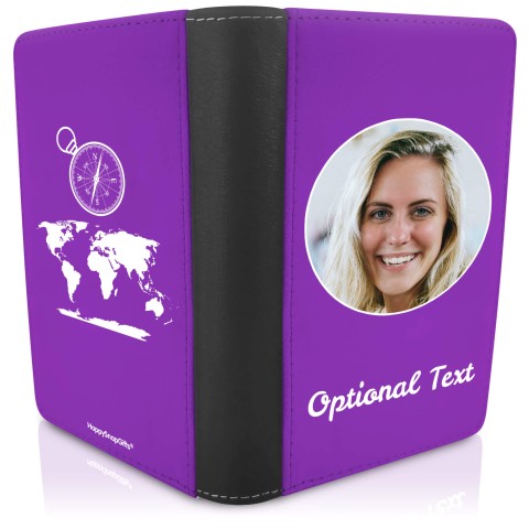 (UK Standard 21cm) (Globe and Compass Icon) Purple (Optional Personalised Gift Text)