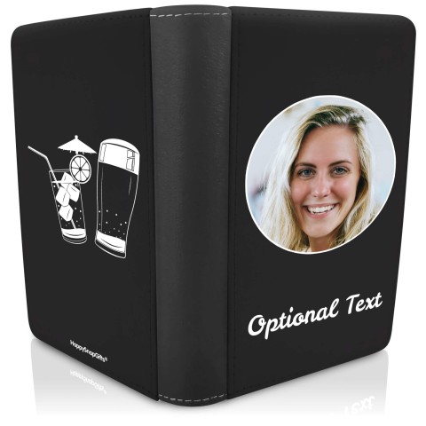 (UK Standard 21cm) (Drinks Icon) Black (Optional Personalised Gift Text)