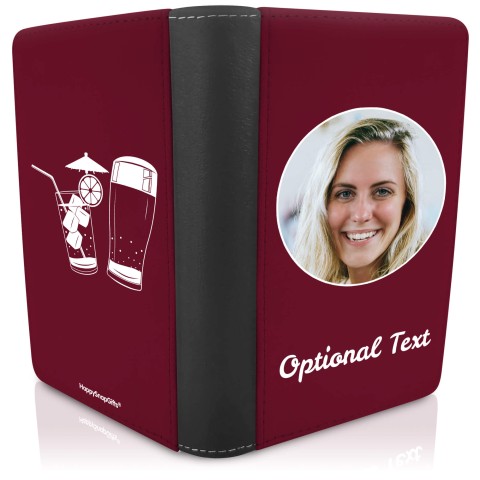 (UK Standard 21cm) (Drinks Icon) Burgundy (Optional Personalised Gift Text)