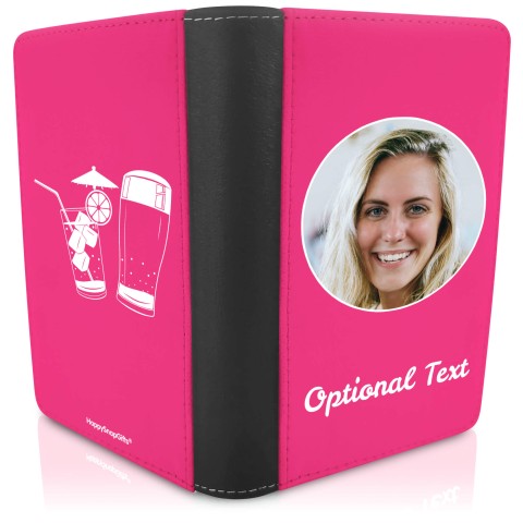 (UK Standard 21cm) (Drinks Icon) Fuchsia Pink (Optional Personalised Gift Text)