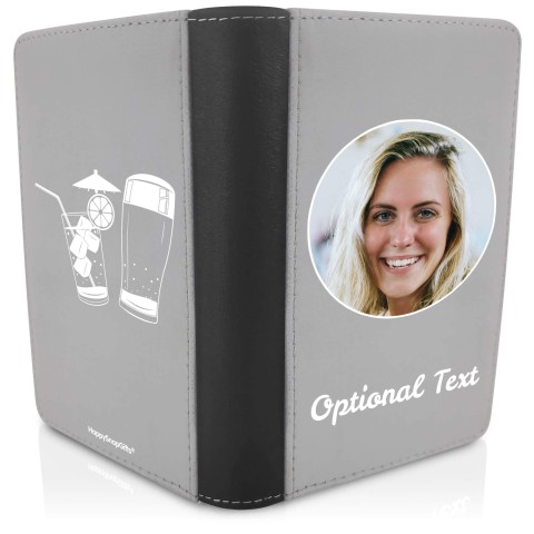 (UK Standard 21cm) (Drinks Icon) Grey (Optional Personalised Gift Text)