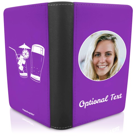 (UK Standard 21cm) (Drinks Icon) Purple (Optional Personalised Gift Text)