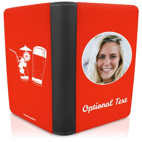 (UK Standard 21cm) (Drinks Icon) Red (Optional Personalised Gift Text)