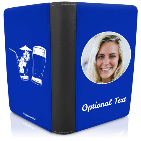 (UK Standard 21cm) (Drinks Icon) Royal Blue (Optional Personalised Gift Text)