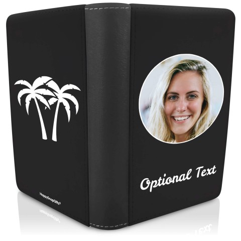(UK Standard 21cm) (Palm Trees Icon) Black (Optional Personalised Gift Text)