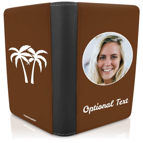 (UK Standard 21cm) (Palm Trees Icon) Brown (Optional Personalised Gift Text)